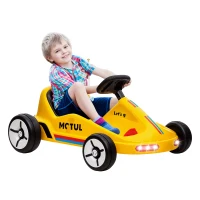 AIYAPLAY 6V Electric Go Kart for Kids with Music, Light, Horn, for 3-5 Years, Yellow(m-10)