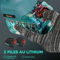 Outsunny Mini tronçonneuse à batterie 8 pouces 6000mAh 580W élagueuse sans fil pour branches et jardin perche télescopique bleu(m-6)