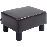 HOMCOM Pouf Poggiapiedi Imbottito, Rettangolare e in Finta Pelle, 40x30x24 cm, Marrone(m-1)
