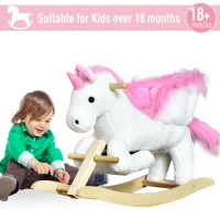 HOMCOM Kids Rocking Horse Unicorn Wooden Plush Ride On Chair Toy with Music 1.5-3 Years(m-5)