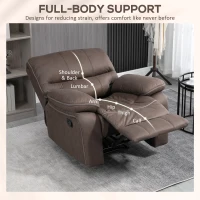 HOMCOM Relaxstoel met Voetsteun, Terugleunende Ontspanningsstoel, Microvezelbekleding in Lederlook, Metalen Structuur, Bruin(m-6)