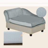 PawHut Canapé Chien Chat sur Pied avec Coffre de Rangement Style Moderne Coussin d'assise Amovible Grand Confort 76 x 45 x 43 cm gris clair(m-9)