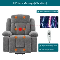 Electric Power Lift Recliner Chair with Massage and Heat, USB Ports and Storage Pocket, Easy Assembly and Support, 95L x 94W x 107H cm, Grey(m-6)