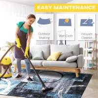 HOMCOM Blue Geometric Rug, Modern Area Rugs Large Carpet for Living Room, Bedroom, Dining Room(m-7)