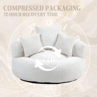 Lazy Sofa Bean Bag Chair with Memory Foam and Chenille Fabric, High Back Design with Three Pillows, 108L x 108W x 52H cm, Beige(m-5)