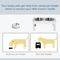 PawHut Raised Dog Feeding Bowls with Stand, Stainless Steel for  Extra Small and Small Dog, 44L x 24W x 15H cm - White(m-4)