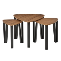HOMCOM Tables Basses x3 Style Industriel Métal/Bois Noyer
