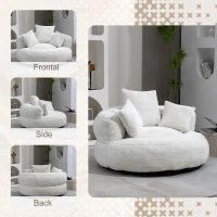 Lazy Sofa Bean Bag Chair with Memory Foam and Chenille Fabric, High Back Design with Three Pillows, 108L x 108W x 52H cm, Beige(m-7)