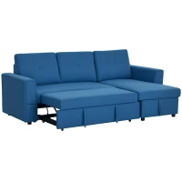 HOMCOM 4 Seater Sofa Bed, Pull Out Sofa Bed with Storage for Living Room, Cobalt Blue(m-10)