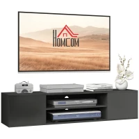 HOMCOM Floating TV Stand Cabinet for TVs up to 60", Wall Mounted TV Unit with Open Shelf, Storage Cupboards and Cable Management for Living Room, Grey(m-10)