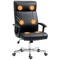 Vinsetto Massage Office Chair, PU Desk Chair with 6 Point Massage, High Back Computer Chair with Metal Legs, Thick Seat, Remote Control and Adjustable Height, Black(m-10)