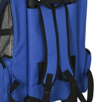 PawHut Pet Carrier on Wheels, 2 in 1 Pet Backpack Cat Puppy Dog Carrier w/ Telescopic Handle for Travel, Blue(m-9)