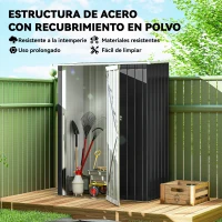 Outsunny Cobertizo Exterior 1,07m² 142x84x189 cm con Puerta y Orificios de Drenaje para Almacenamiento de Herramientas Gris(m-4)