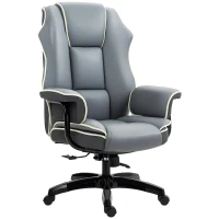 Vinsetto Faux Leather Executive Office Chair, with Contrast Piping - Grey/White(m-10)