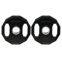 SPORTNOW Olympic Weight Plates Set, Metal and Rubber Bumper Plates Weights Discs with 2"/5cm Holes, for Home Gym Weight Lifting Strength Training, 2 x 5kg, Black(m-10)