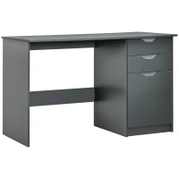 HOMCOM Computer Desk with Drawers, High Gloss Home Office Desk with Storage Cabinet, Study Workstation, 120 x 60cm, Grey(m-10)