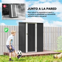 Outsunny Cobertizo Exterior 1,07m² 142x84x189 cm con Puerta y Orificios de Drenaje para Almacenamiento de Herramientas Gris(m-6)