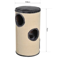 PawHut 70cm Height Cat Post Tree Scratching Barrel Sisal Activity Center Condo Kitten Bed Scratcher Climbing Climber Play House(m-3)