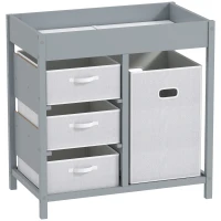 AIYAPLAY Baby Changing Unit with 4 Storage Drawers, Mat for Bedroom Nursery, 84 x 84.5 cm, Grey(m-1)