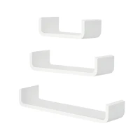 HOMCOM Lot de 3 étagères murales flottantes design contemporain courbé kit fixation inclus MDF blanc(m-1)