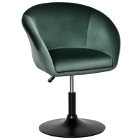 HOMCOM Dressing Table Chair, 360° Swivel Velvet-feel Upholstered Vanity Chair with Tub Seat, Back, Adjustable Height for Bedroom Makeup, Green(m-10)