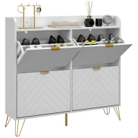 HOMCOM Meuble à chaussures 4 abattants, avec étagère réglable, rangement chaussure 106 x 24 x 102 cm, blanc(m-10)