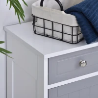 kleankin 75x60cm Freestanding Bathroom Storage Cabinet Unit w/ 2 Drawers Cupboard Adjustable Shelf Metal Handles Traditional Style Grey White(m-10)