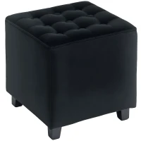 HOMCOM Velvet-Feel Square Ottoman - Grey(m-10)