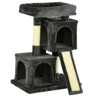 PawHut Cat Tree for Indoor Cats 81cm Cat Scratching Post Scratch Board Kitten Tower Climbing Frame Black(m-1)