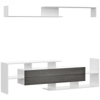 HOMCOM TV Cabinet with Wall Shelf for Wall-Mounted 65" TVs or Standing 40" TVs - White and Grey(m-1)