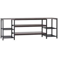 HOMCOM TV Unit Cabinet for TVs up to 60 Inches, Industrial TV Stand with Storage Shelves for Living Room, Brown and Grey(m-10)