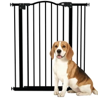 PawHut Metal Pet Safety Gate Dog Gate Folding Fence 74-87cm, Black(m-10)