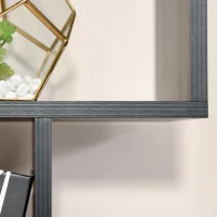 HOMCOM S Shape Wooden 6-tier Bookshelf Open Concept Bookcase Storage Display Unit for Home Office Living Room, Black(m-7)