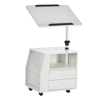 HOMCOM Functional Swivel Bedside Table End Table Side Table for Living Room Nightstand for Bedroom(m-10)