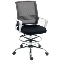 HOMCOM Draughtsman Chair, Mesh Drafting Chair, Ergonomic Office Chair with Lumbar Support, Adjustable Foot Ring, Black(m-10)