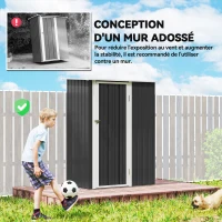 Outsunny Abri de jardin 1 m² - abri à outils - cabanon porte verrouillable - acier galvanisé gris foncé(m-6)