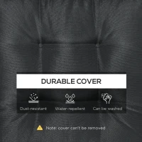 Outsunny Set of 4 Garden Seat Cushion with Ties, 42 x 42cm Replacement Dining Chair Seat Pad, Black(m-5)
