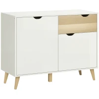 HOMCOM Modern Sideboard Storage Cabinet, Free Standing Accent Cupboard with Drawer, 2 Doors for Bedroom, Living Room, Hallway, White(m-10)