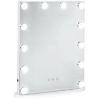 HOMCOM Specchio da Tavolo Professionale per Makeup con 12 Luci a LED Dimmerabili e Interruttore Touch in Stile Vintage(m-1)