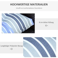 Outsunny 2er-Set Sitzkissen Stuhlkissen Sitzauflage Gartenstuhlkissen leicht zu reinigen Blau gestreift 50L x 45B x 8T cm(m-6)