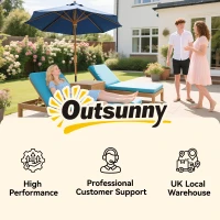 Outsunny 3m Wood Pole Parasol Umbrella - Grey(m-9)