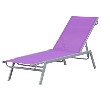Outsunny Bain de Soleil transat - Chaise Longue - Design Contemporain - Dossier inclinable Multi-Positions - métal époxy textilène Mauve - dim. 170 x 58 x 97 cm(m-10)