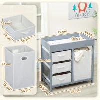 AIYAPLAY Baby Changing Unit with 4 Storage Drawers, Mat for Bedroom Nursery, 84 x 84.5 cm, Grey(m-3)