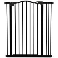 PawHut Metal Pet Safety Gate Dog Gate Folding Fence 74-87cm, Black(m-1)