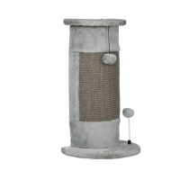 PawHut Rascador para Gatos Arañador para Gatos con Poste de Sisal y Bolas Colgantes 34x25,5x58 cm Gris