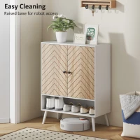 HOMCOM Scarpiera con Mensole Regolabili e Compartimento Aperto per 15 Paia di Scarpe, Bianco e Legno Naturale(m-4)