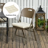 Outsunny Set of 4 Garden Seat Cushion with Ties, 42 x 42cm Replacement Dining Chair Seat Pad, Cream White(m-2)
