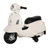 HOMCOM Vespa Licensed 6V Kids Electric Motorbike Ride On Motorcycle  Battery Powered for 18-36 Months with Horn Headlight White(m-10)