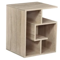HOMCOM Side Table, 3 Tier End Table with Open Storage Shelves, Living Room Coffee Table Organiser Unit, Oak Colour(m-1)