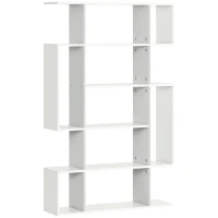 HOMCOM 5-Tier Bookshelf, Modern Bookcase with 13 Open Shelves, Freestanding Decorative Storage Shelving for Home Office and Study, White(m-10)